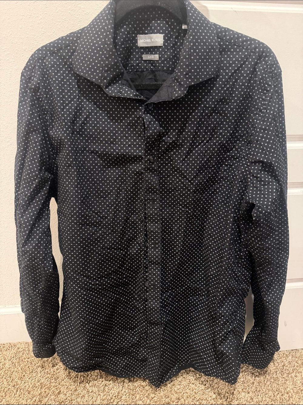 Michael Kors Black Button-Up Lightweight Jacket with White Polka Dots